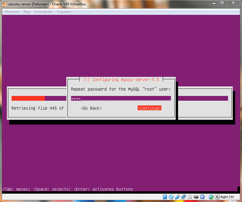 Ubuntu Server. Повтор ввода пароля MySQL для root пользователя