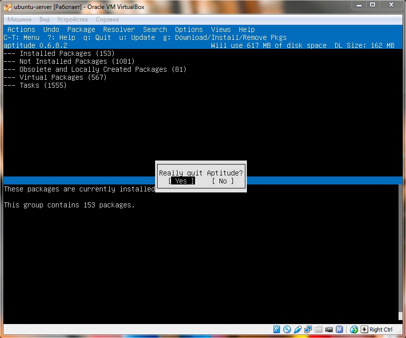 Ubuntu Server. Отмена установки дополнительных пакетов