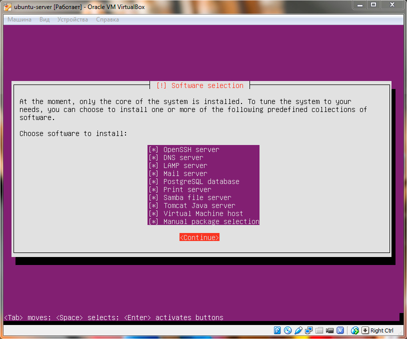 Ubuntu Server. Список программного беспечения